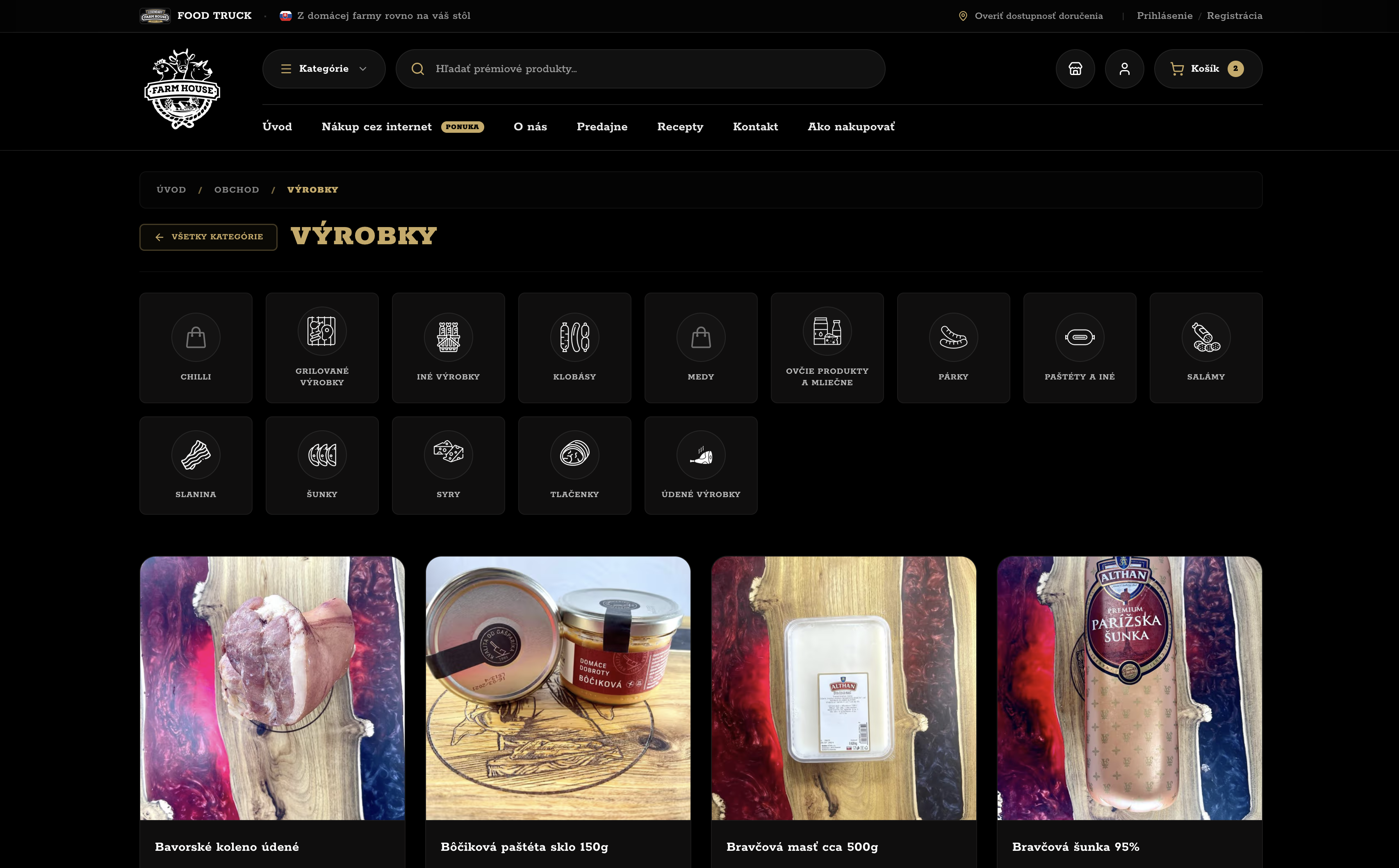 Categories and product listing